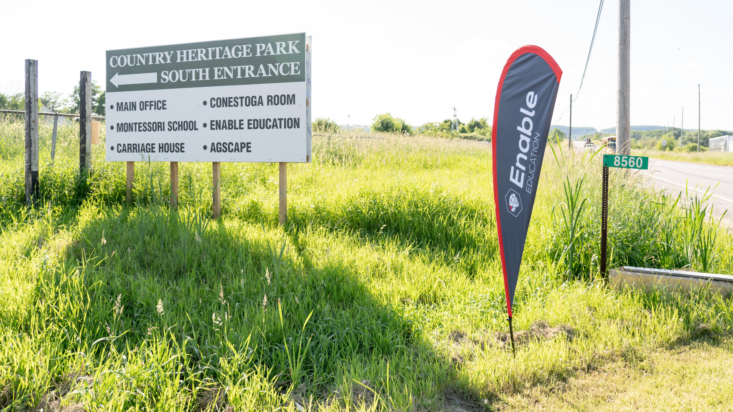 Enter through the SOUTH entrance of Country Heritage park where our Enable flag is located.